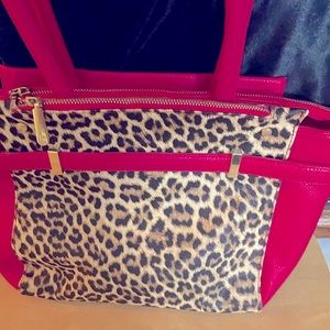 Charming Charlie’s red and leopard print purse